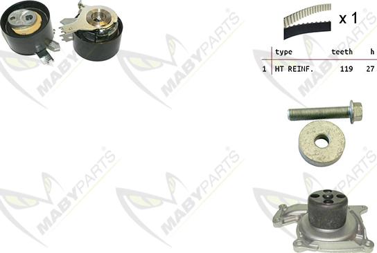 Mabyparts OBKWP0136 - Водна помпа+ к-кт ангренажен ремък vvparts.bg