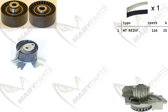 Mabyparts OBKWP0132 - Водна помпа+ к-кт ангренажен ремък vvparts.bg