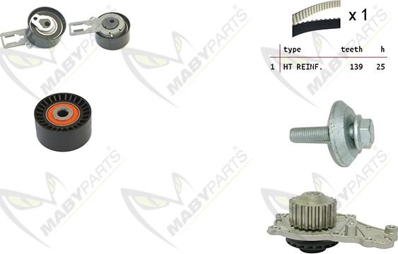 Mabyparts OBKWP0137 - Водна помпа+ к-кт ангренажен ремък vvparts.bg