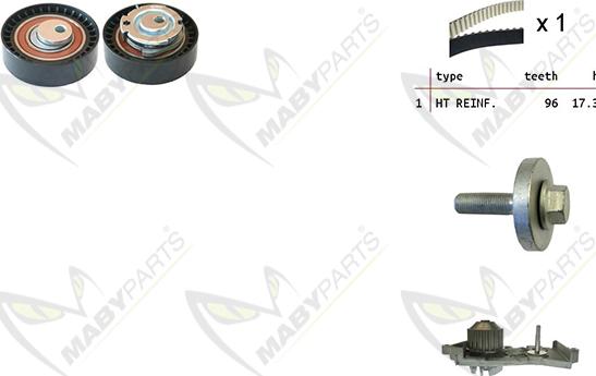 Mabyparts OBKWP0129 - Водна помпа+ к-кт ангренажен ремък vvparts.bg