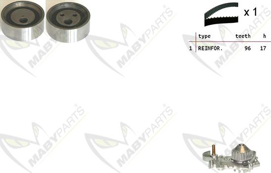 Mabyparts OBKWP0125 - Водна помпа+ к-кт ангренажен ремък vvparts.bg