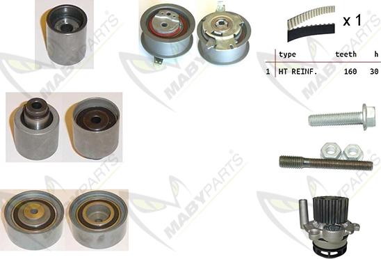 Mabyparts OBKWP0120 - Водна помпа+ к-кт ангренажен ремък vvparts.bg