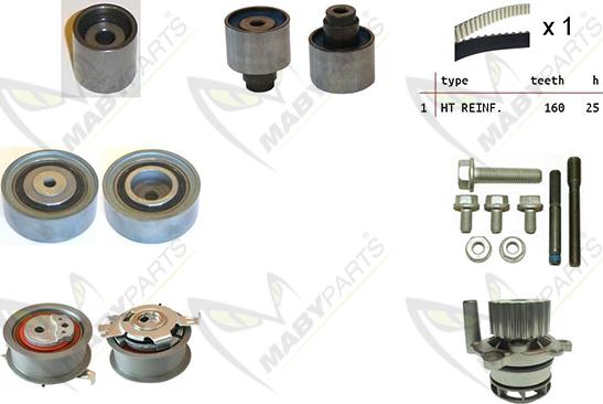 Mabyparts OBKWP0128 - Водна помпа+ к-кт ангренажен ремък vvparts.bg