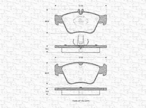 Magneti Marelli 430216170398 - Комплект спирачно феродо, дискови спирачки vvparts.bg