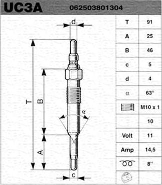 Magneti Marelli 062503801304 - Подгревна свещ vvparts.bg