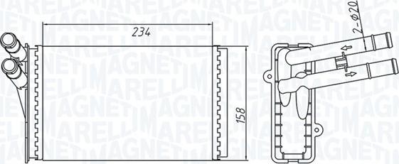 Magneti Marelli 350218409000 - Топлообменник, отопление на вътрешното пространство vvparts.bg