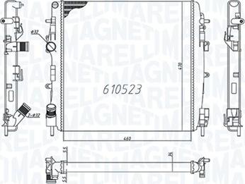 Magneti Marelli 350213995000 - Радиатор, охлаждане на двигателя vvparts.bg