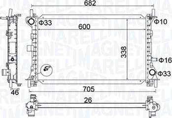 Magneti Marelli 350213159900 - Радиатор, охлаждане на двигателя vvparts.bg