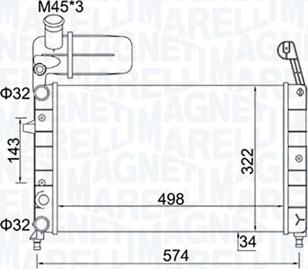 Magneti Marelli 350213154400 - Радиатор, охлаждане на двигателя vvparts.bg