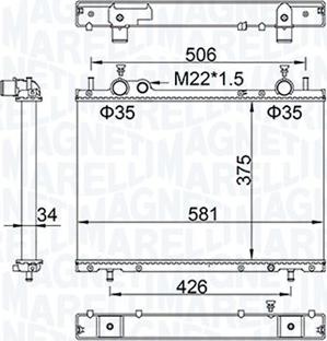 Magneti Marelli 350213154800 - Радиатор, охлаждане на двигателя vvparts.bg