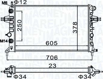 Magneti Marelli 350213158200 - Радиатор, охлаждане на двигателя vvparts.bg