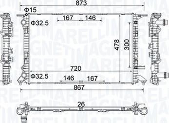 Magneti Marelli 350213152100 - Радиатор, охлаждане на двигателя vvparts.bg