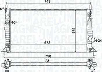 Magneti Marelli 350213157400 - Радиатор, охлаждане на двигателя vvparts.bg