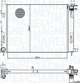 Magneti Marelli 350213165100 - Радиатор, охлаждане на двигателя vvparts.bg