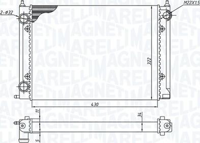 Magneti Marelli 350213187400 - Радиатор, охлаждане на двигателя vvparts.bg