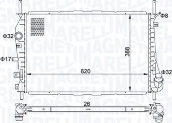 Magneti Marelli 350213177600 - Радиатор, охлаждане на двигателя vvparts.bg