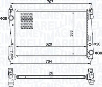 Magneti Marelli 350213385000 - Радиатор, охлаждане на двигателя vvparts.bg