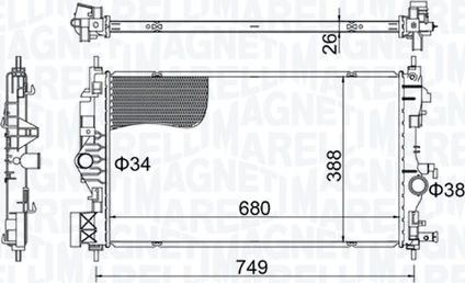 Magneti Marelli 350213206300 - Радиатор, охлаждане на двигателя vvparts.bg