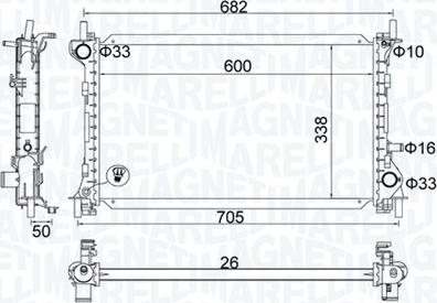 Magneti Marelli 350213201200 - Радиатор, охлаждане на двигателя vvparts.bg