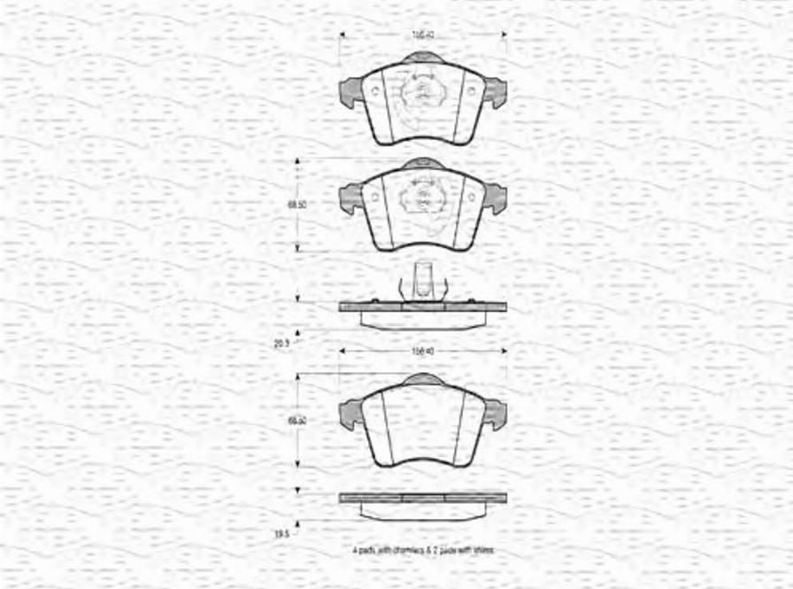 Magneti Marelli 363702160419 - Комплект спирачно феродо, дискови спирачки vvparts.bg