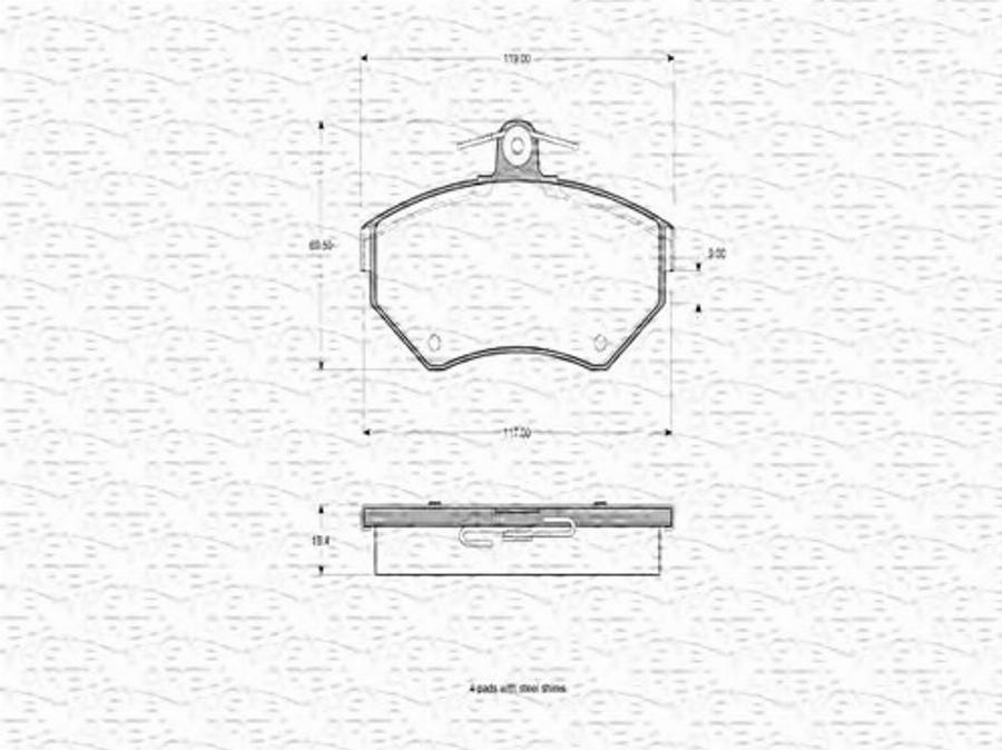 Magneti Marelli 363702160421 - Комплект спирачно феродо, дискови спирачки vvparts.bg