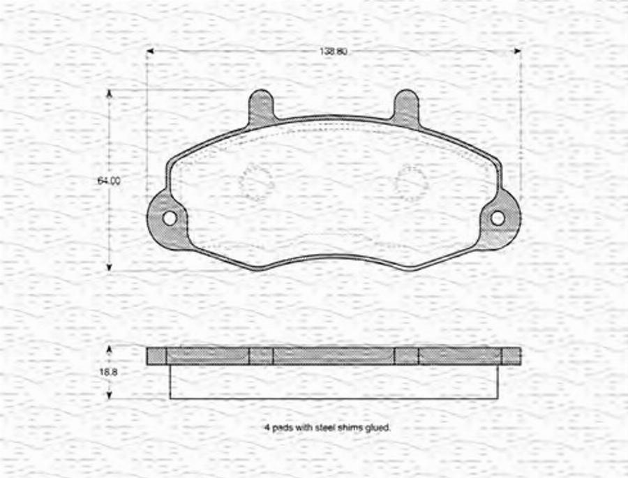 Magneti Marelli 363702160553 - Комплект спирачно феродо, дискови спирачки vvparts.bg