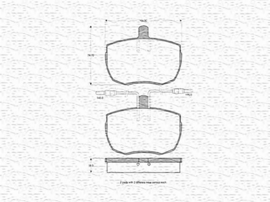 Magneti Marelli 363702160142 - Комплект спирачно феродо, дискови спирачки vvparts.bg