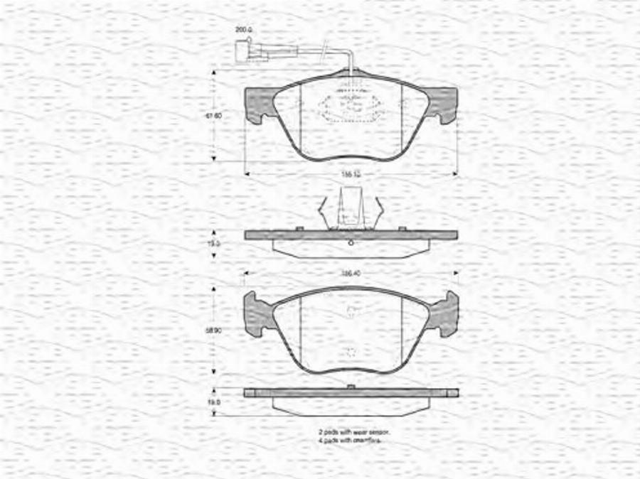 Magneti Marelli 363702160360 - Комплект спирачно феродо, дискови спирачки vvparts.bg