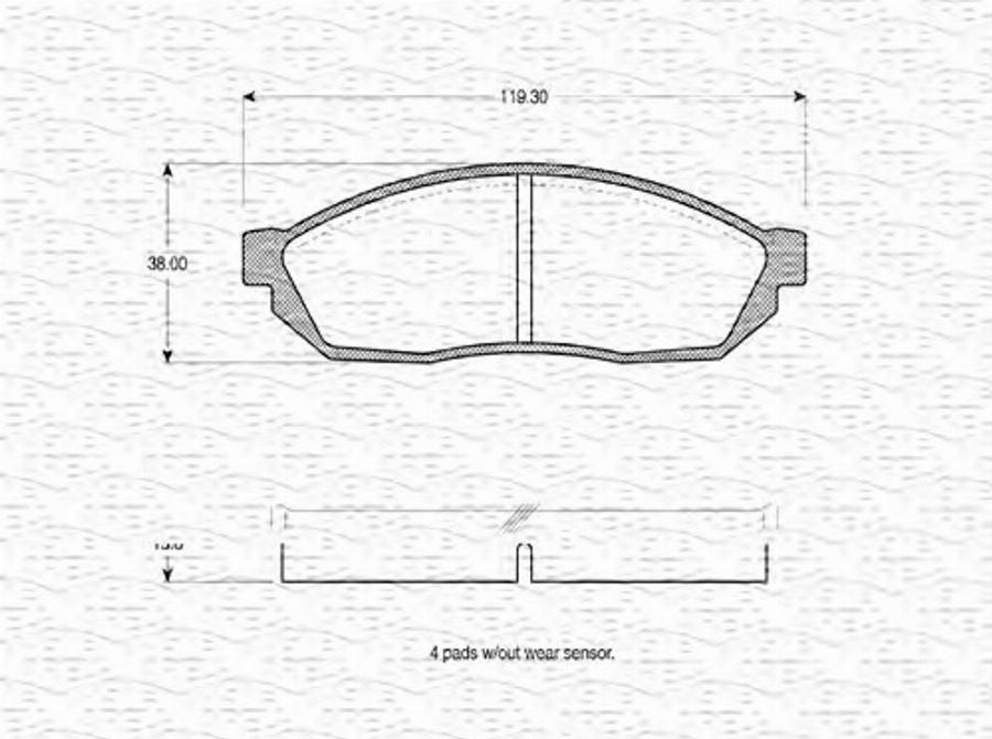 Magneti Marelli 363702160711 - Комплект спирачно феродо, дискови спирачки vvparts.bg