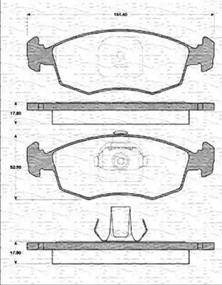 Magneti Marelli 363702161308 - Комплект спирачно феродо, дискови спирачки vvparts.bg