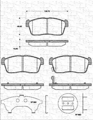 Magneti Marelli 363702161303 - Комплект спирачно феродо, дискови спирачки vvparts.bg