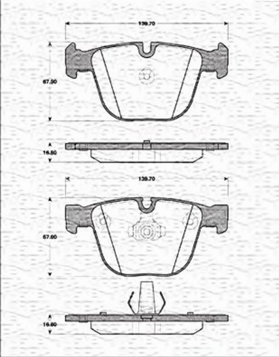 Magneti Marelli 363702161334 - Комплект спирачно феродо, дискови спирачки vvparts.bg