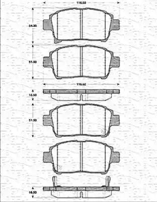 Magneti Marelli 363702161244 - Комплект спирачно феродо, дискови спирачки vvparts.bg