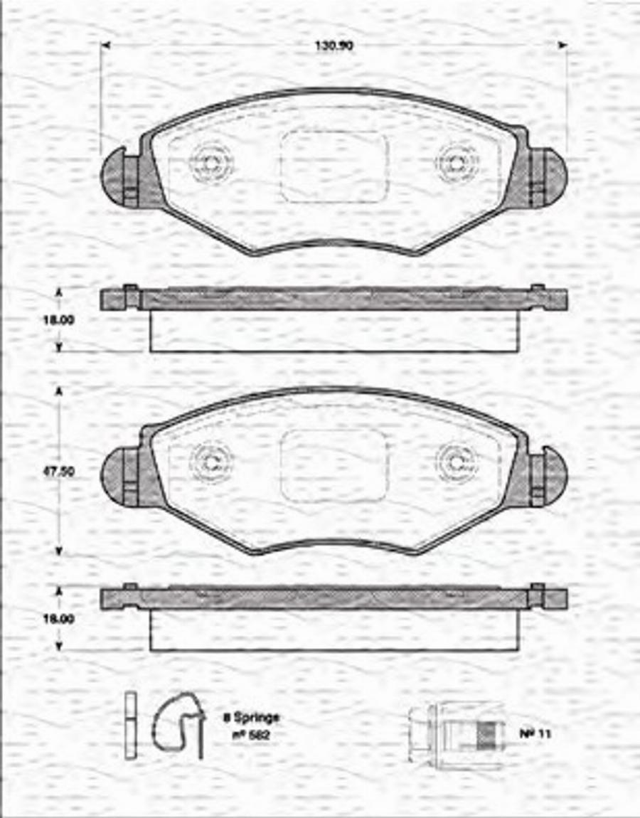 Magneti Marelli 363702161204 - Комплект спирачно феродо, дискови спирачки vvparts.bg