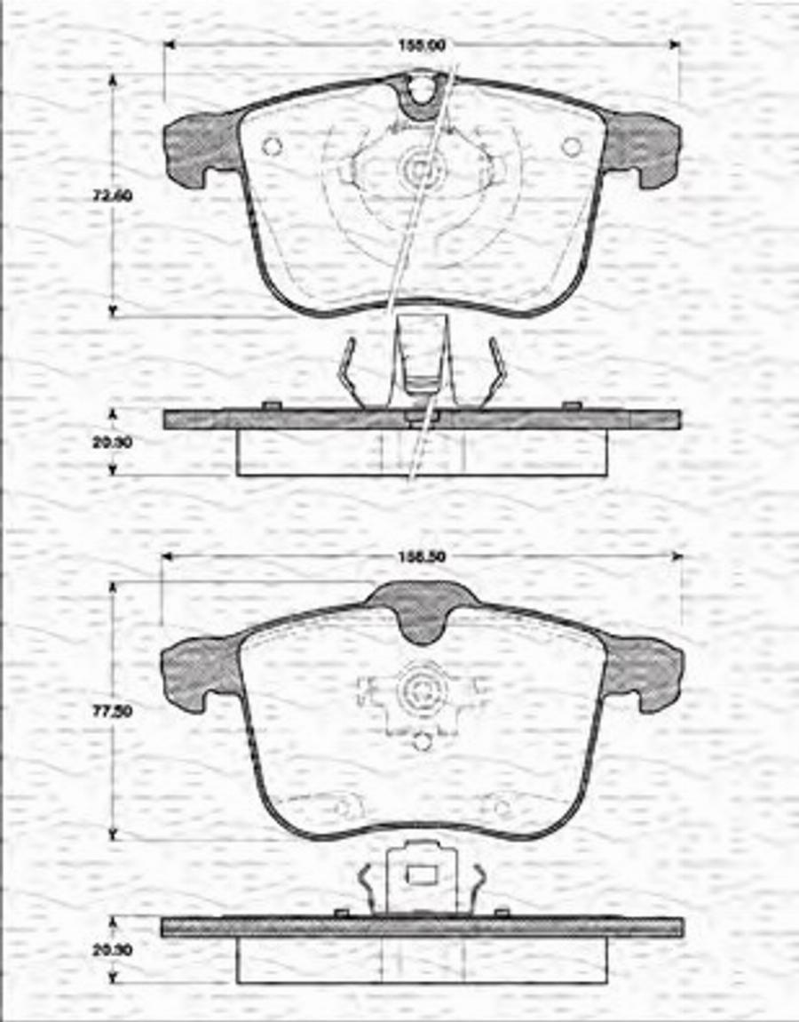 Magneti Marelli 363702161282 - Комплект спирачно феродо, дискови спирачки vvparts.bg