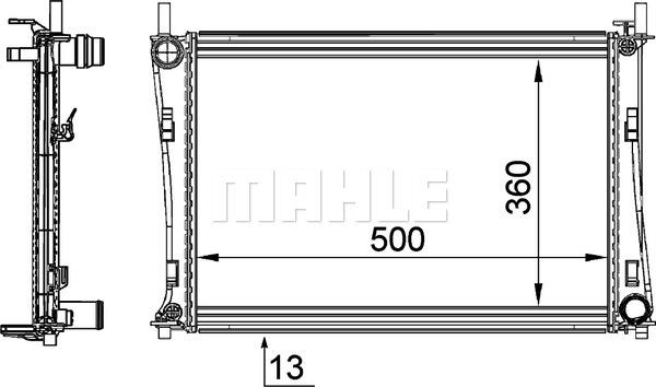 MAHLE CR 1355 000P - Радиатор, охлаждане на двигателя vvparts.bg