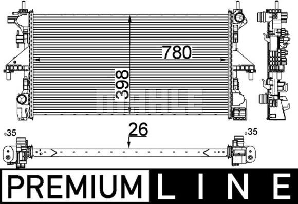 MAHLE CR 808 000P - Радиатор, охлаждане на двигателя vvparts.bg