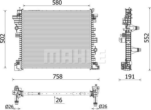 MAHLE CR 2598 000P - Радиатор, охлаждане на двигателя vvparts.bg