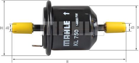 MAHLE KL 750 - Горивен филтър vvparts.bg