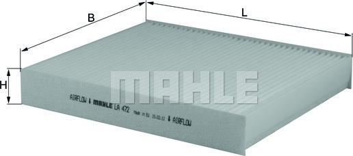 MAHLE LA 472 - Филтър купе (поленов филтър) vvparts.bg