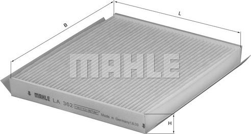 MAHLE LA 362 - Филтър купе (поленов филтър) vvparts.bg