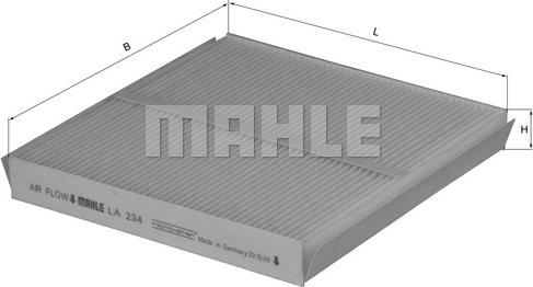 MAHLE LA 234 - Филтър купе (поленов филтър) vvparts.bg