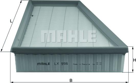 MAHLE LX 998 - Въздушен филтър vvparts.bg