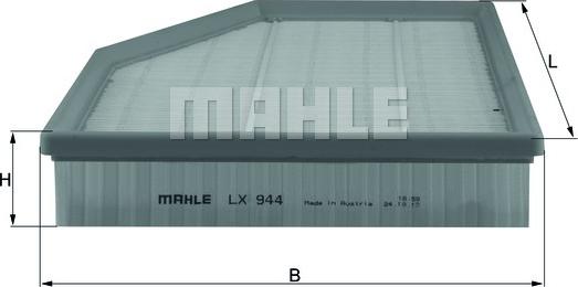 MAHLE LX 944 - Въздушен филтър vvparts.bg