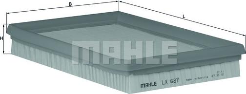 MAHLE LX 687 - Въздушен филтър vvparts.bg