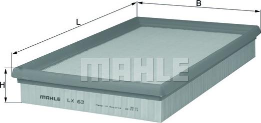 MAHLE LX 63 - Въздушен филтър vvparts.bg