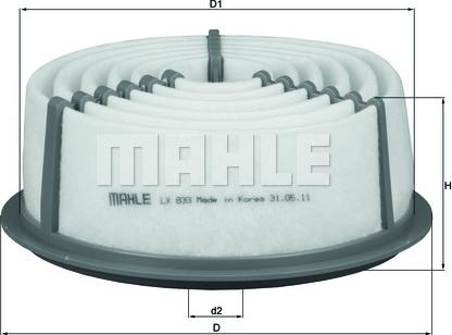 MAHLE LX 833 - Въздушен филтър vvparts.bg