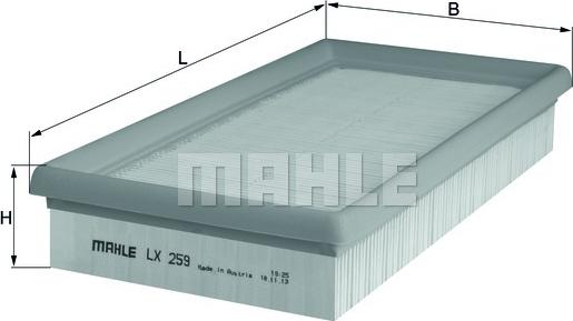 MAHLE LX 259 - Въздушен филтър vvparts.bg