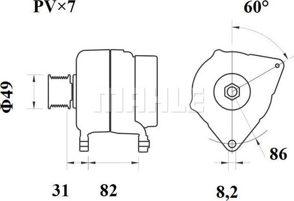 MAHLE MG 552 - Генератор vvparts.bg