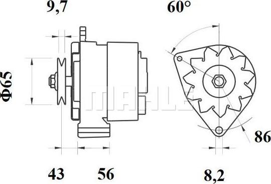 MAHLE MG 527 - Генератор vvparts.bg